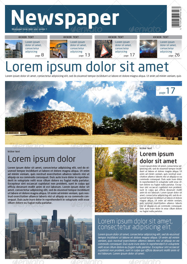 Newspaper Template A4 and A3 Format 10 Pages, Print Templates
